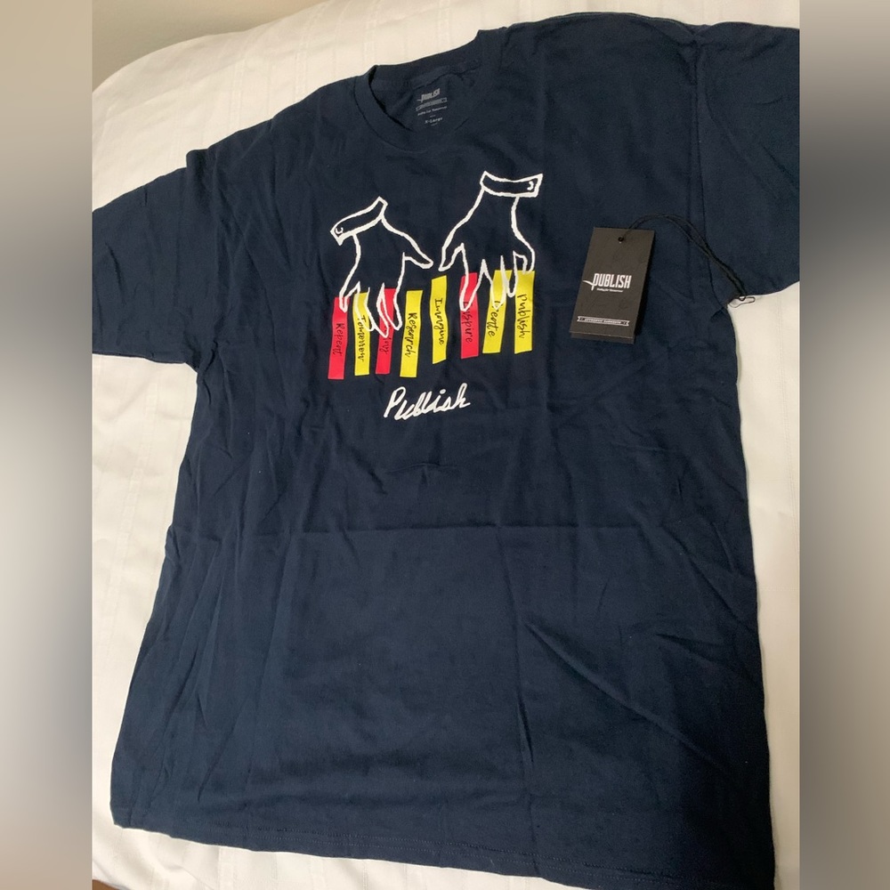 Publish Blue Shirt with Fingers playing Piano